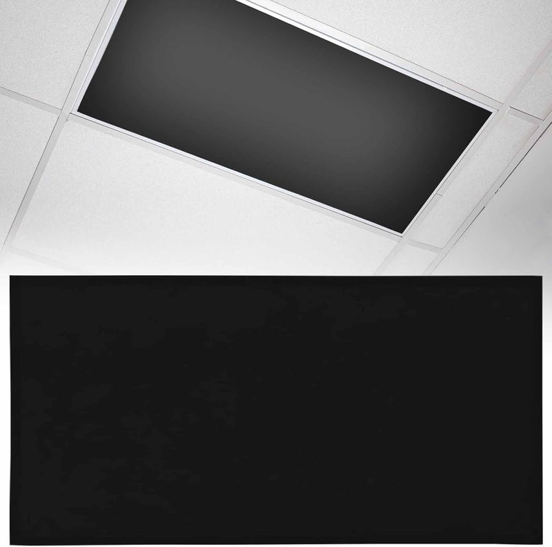 Futuregrace Magnetic Light Cover for Classroom Drop Ceiling,1 Pack 4x2 Ft Fluorescent Light Covers for Office Home Ceiling Light Pure Black Solid Color Lampshade - Image 1